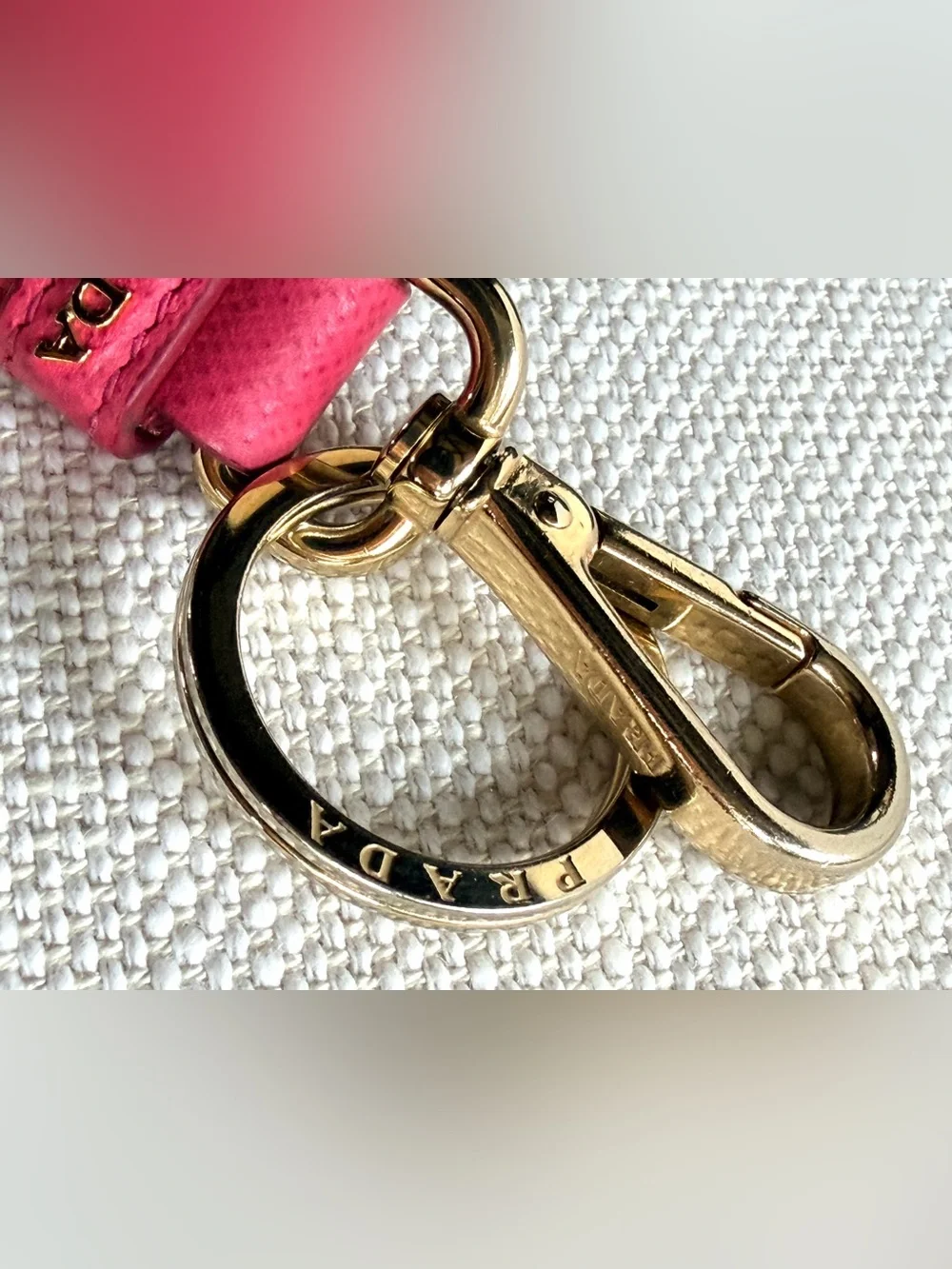 PRADA Pink Saffiano Leather Robot Trick Keychain Bag Charm + Box